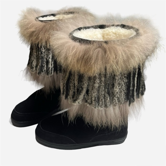 MARTINE ET BONAL Shoes - MARTINE ET BONAL Woman's Suede/Fur Sheepskin Lined Boots Size Large (W 8.5)